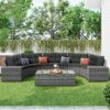 8 Pieces Outdoor Wicker Round Sofa Set, Half-Moon Sectional Sets All Weather, Curved Sofa Set With Rectangular Coffee Table, PE Rattan Water-Resistant And UV Protected, Movable Cushion - Gray - Image 4