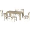7 Piece Wooden Dining Table Set Mutifunctional Extendable Table With Leaf And 2 Drawers, 6 Dining Chairs With Soft Cushion - Natural Wash - Image 10