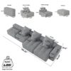 Modern Oversized Modular Sectional Sofa, Sparkling Chenille Soft Cushion Sofa With 6 Pillows, 6 Pieces Diy Combination Tufted Sofa, No Assembly Required - Blue - Image 8