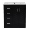 Bathroom Vanity With Ceramic Sink Combo, Frame Bathroom Storage Cabinet, Freestanding Vanity Set With 3 Drawers & Soft Closing Doors - Black - Image 10