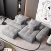 Modern Oversized Modular Sectional Sofa With Ottoman, Seat, Chaise Lounge And Armrest, Sparkling Chenille Fabric Soft Cushion Sofa With 4 Pillows, 4 Pieces Diy Combination Tufted Sofa, No Assembly Required - Gray - Image 5