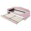 Twin Size Upholstered Daybed With Storage Armrests, Trundle And Latest Integrated Bluetooth Audio System - Pink - Image 3