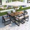 7 Pieces Outdoor Dining Set Patio Dining Table And Chair Set With And Removable Cushions For Patio, Backyard, Garden - Gray - Image 9