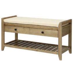 Shoe Rack With Cushioned Seat And Drawers Multipurpose Entryway Storage Bench Wash - Gray Wash
