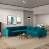 Amber - Velvet Corner Sectional Sofa - Teal - Image 5