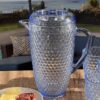 Diamond Cut Unbreakable Plastic Water Pitcher With Lid And Spout, Bpa Free, 2.5 Quarts - Blue - Image 3