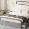 Queen Size Platform Bed With Trundle And 2 Drawers - Gray - Image 22