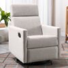 Modern Upholstered Rocker Nursery Chair Plush Seating Glider Swivel Recliner Chair - Tan - Image 23