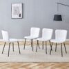 Luxury Minimalist Dining Chairs (Set of 4) With Black Metal Legs - White - Image 5