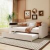 Twin Size Upholstered Daybed With Storage Armrests, Trundle And Latest Integrated Bluetooth Audio System - Beige - Image 12