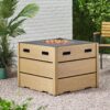 Rustic Style Outdoor Wpc Base Square Propane Fire Pit, 40, 000 Btu - Brown - Image 2