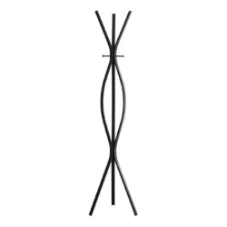 Coat Rack, Hall Tree, Free Standing, 3 Hooks For Entryway, Contemporary & Modern - Black