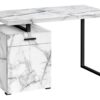 Computer Desk, Home Office, Laptop, Left, Right Set-Up, Storage Drawers, Work, Marble Look Laminate, Contemporary, Modern - White - Image 3