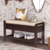 Multipurpose Entryway Storage Bench With Cushioned Seat And Drawers - Espresso - Image 2