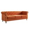 Chesterfield - Velvet Sofa 84.65" For Living Room - Orange - Image 2
