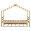 Twin Size House-Shaped Bed With Trundle - Natural - Image 16