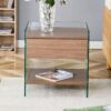 Elegant Bedside Table With Drawers And Transparent Tempered Glass Sides - Wood - Image 5
