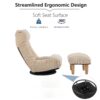 Japanese Style Single Reclining Sofa Chair With Adjustable Features Cotton For Balcony And Leisure - White - Image 14