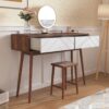 Rustic Entryway Console Table With Carved Panel Drawers And Wood Legs - Natural - Image 17