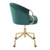 Claire - Contemporary / Glam Task Chair - Gold / Green - Image 2