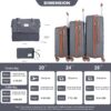 5 Piece Set (20"24"28 +A Travel Bag And A Toiletry Bag), Pp Hardshell Carry On Luggage Set With Tsa Lock Carry On Suitcase Luggage Durable Suitcase - Dark Gray - Image 3