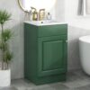 18" Bathroom Vanity With Sink, & Ceramic Cabinet With Adjustable Shelf - Green - Image 2