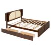 Queen Size Headboard Bed With 2 Drawers And Trundle Walnut - Image 6