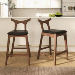 Hester - Upholstered Square Bar Chair (Set of 2) - Black / Brown