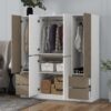 6 Doors Wardrobe Storage For Bedroom, With 4 Drawers - White / Nature - Image 10