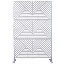 Outdoor & Indoor Privacy Screen Metal Privacy Screen, Freestanding Decorative Privacy Screen For Deck Balcony Patio, Privacy Fence Panels - White