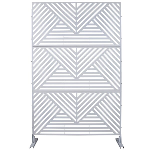 Outdoor & Indoor Privacy Screen Metal Privacy Screen, Freestanding Decorative Privacy Screen For Deck Balcony Patio, Privacy Fence Panels - White