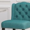 Solara - Fabric Tufted Counter Stool With Nailhead Accents (Set of 2) - Teal - Image 9