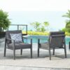 Modern Aluminum Lounge Chair Set With Rope Accents And Cushions For Indoor / Outdoor Spaces - Gray - Image 15