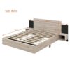 Queen Size Floating Platform Bed, With LED Lights, Bedside Nightstand - Natural - Image 14