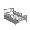 Twin Size Platform Bed With Guardrails On Both Sides And 2 Storage Drawers - Gray - Image 5