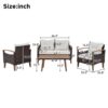 4 Piece Garden Furniture, Patio Seating Set, Outdoor Sofa Set, Wood Table And Legs - Brown / Beige - Image 3