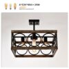 4 Light Square Kitchen Island Lights Ceiling Light Farmhouse Dining Room Light Fixture, Wood And Metal Rectangular Ceiling Light, Ceiling Lighting For Living Room, Conference Room, Home Office - Black - Image 6