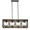 4 Light (Bulb No Included) Farmhouse Rectangle Pendant Light, Wood Texture Vintage Rustic Chandeliers Metal Industrial Hanging Light Fixtures For Kitchen, Entryway, Dining Room - Black / Natural - Image 12