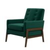 Cole - Solid Wood Lounge Chair - Green Fabric - Image 2