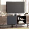 Modern TV With 3 Cabinets & Open Shelves, Color-Matching Media Console Table For Tvs Up To 80'', Entertainment Center With Drop Down Door For Living Room - Dark Brown - Image 27