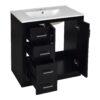Bathroom Vanity With Ceramic Sink Combo, Frame Bathroom Storage Cabinet, Freestanding Vanity Set With 3 Drawers & Soft Closing Doors - Black - Image 9