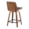 Corazza - Mid-Century Modern Fixed Height Counter Stool With Swivel And Square Footrest (Set of 2) - Walnut / Charcoal - Image 4