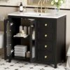 Bathroom Vanity With Two Soft Close Doors, Adjustable Shelves And Three Drawers - Black - Image 22