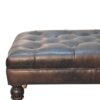Buffalo - Leather Ottoman With Castor Legs - Black - Image 9