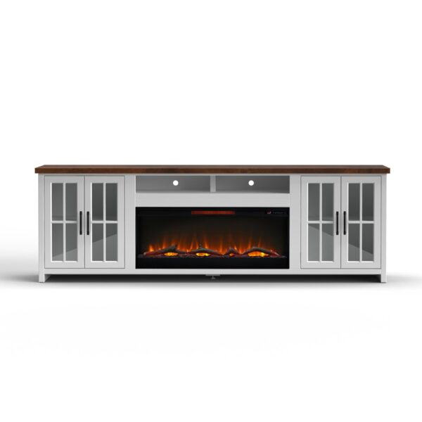 Hampton - Fireplace TV Stand Console For TVs Up To 100" - Jasmine Whitewash / Barnwood