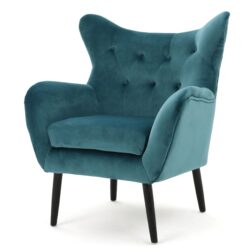 Alyssa - Velvet Arm Chair With Wingback Design - Teal