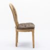 French Style Solid Wood Frame Antique Painting, Hand-Pulled Buckle Decoration Artificial Leather Dining Chair With Nailhead Trim, Wood Legs, Density Foam, Steel Spring Inner (Set of 2) - Brown - Image 6