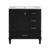 Bathroom Vanity, Modern Bathroom Cabinet With Sink Combo Set, Bathroom Storage Cabinet With A Soft Closing Door And 3 Drawers, Solid Wood Frame - Black - Image 10