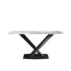 Modern Artificial Stone Pandora White Curved Metal Leg Dining Table, 6 People - Antique White - Image 11