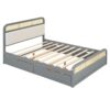 Queen Size Platform Bed With Trundle And 2 Drawers - Gray - Image 8
